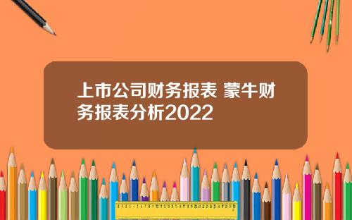 上市公司财务报表 蒙牛财务报表分析2022