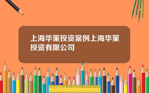 上海华策投资案例上海华策投资有限公司