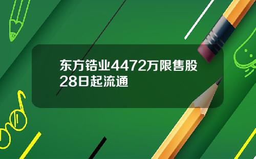 东方锆业4472万限售股28日起流通