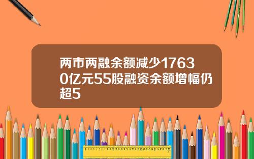 两市两融余额减少17630亿元55股融资余额增幅仍超5