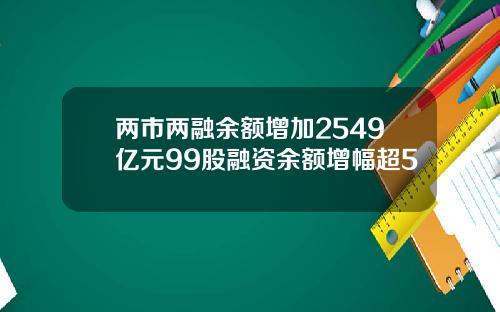 两市两融余额增加2549亿元99股融资余额增幅超5