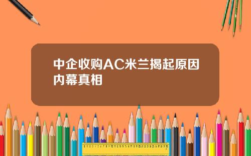 中企收购AC米兰揭起原因内幕真相