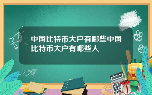 中国比特币大户有哪些中国比特币大户有哪些人