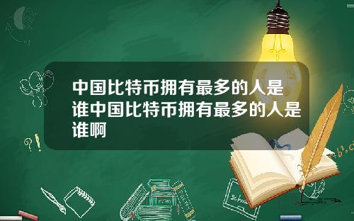 中国比特币拥有最多的人是谁中国比特币拥有最多的人是谁啊