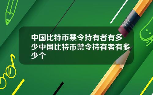 中国比特币禁令持有者有多少中国比特币禁令持有者有多少个