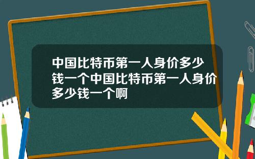 中国比特币第一人身价多少钱一个中国比特币第一人身价多少钱一个啊