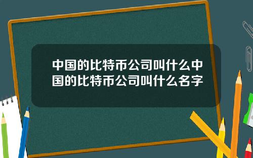 中国的比特币公司叫什么中国的比特币公司叫什么名字