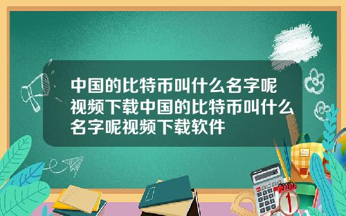 中国的比特币叫什么名字呢视频下载中国的比特币叫什么名字呢视频下载软件