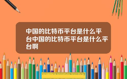 中国的比特币平台是什么平台中国的比特币平台是什么平台啊