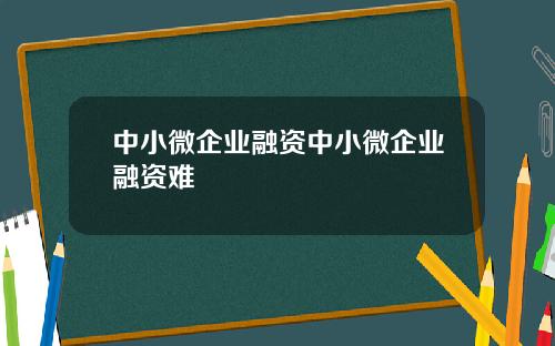 中小微企业融资中小微企业融资难