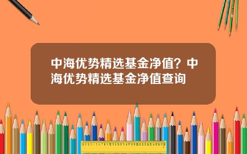 中海优势精选基金净值？中海优势精选基金净值查询