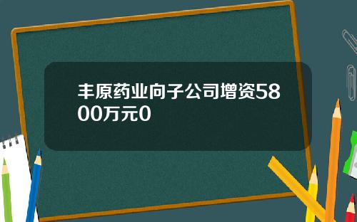 丰原药业向子公司增资5800万元0