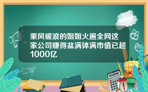 乘风破浪的姐姐火遍全网这家公司赚得盆满钵满市值已超1000亿