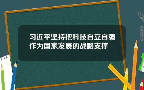 习近平坚持把科技自立自强作为国家发展的战略支撑