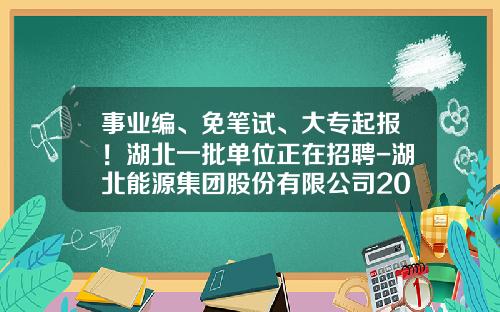 事业编、免笔试、大专起报！湖北一批单位正在招聘-湖北能源集团股份有限公司2014校园招聘