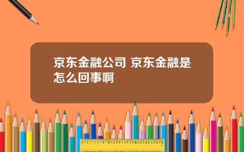 京东金融公司 京东金融是怎么回事啊