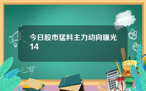 今日股市猛料主力动向曝光14