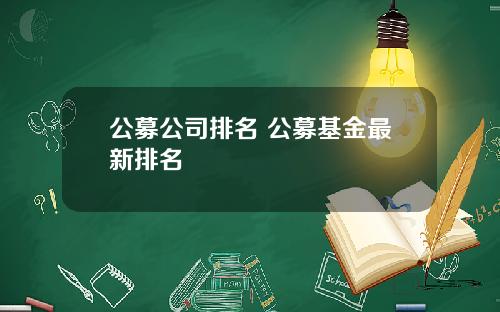 公募公司排名 公募基金最新排名