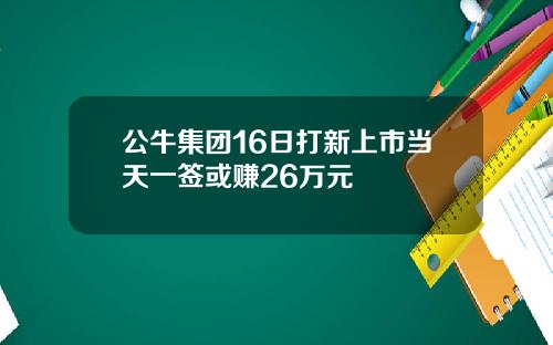 公牛集团16日打新上市当天一签或赚26万元