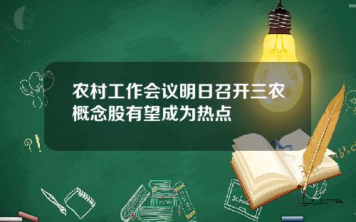 农村工作会议明日召开三农概念股有望成为热点