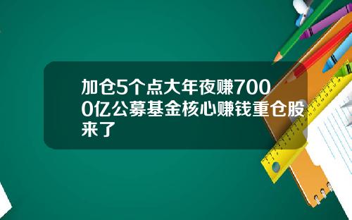 加仓5个点大年夜赚7000亿公募基金核心赚钱重仓股来了