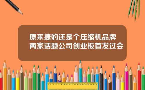 原来捷豹还是个压缩机品牌两家话题公司创业板首发过会