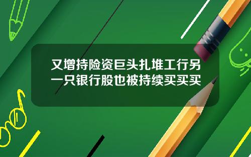 又增持险资巨头扎堆工行另一只银行股也被持续买买买