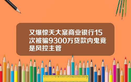 又爆惊天大案商业银行15次被骗9300万贷款内鬼竟是风控主管