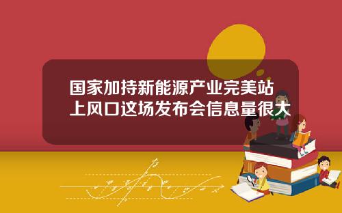 国家加持新能源产业完美站上风口这场发布会信息量很大