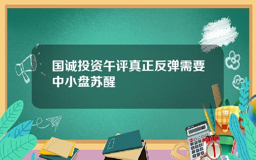 国诚投资午评真正反弹需要中小盘苏醒