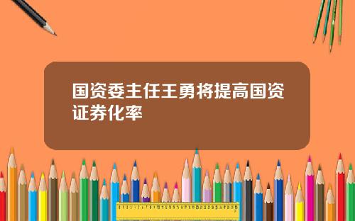 国资委主任王勇将提高国资证券化率