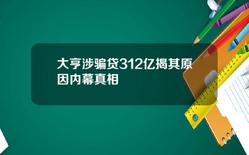 大亨涉骗贷312亿揭其原因内幕真相