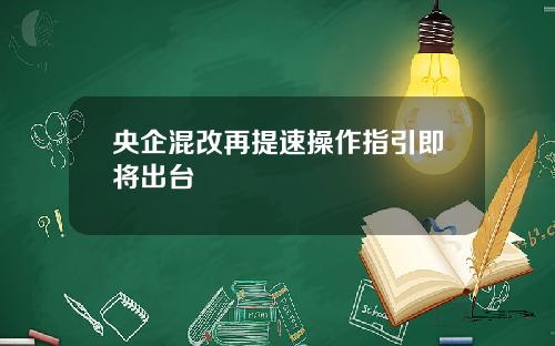 央企混改再提速操作指引即将出台