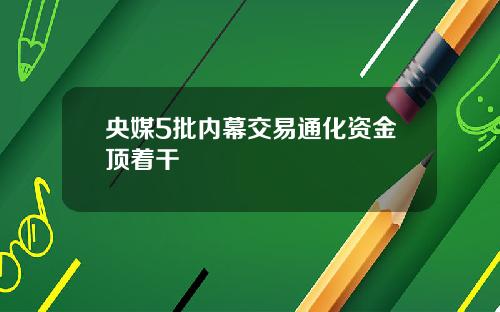 央媒5批内幕交易通化资金顶着干