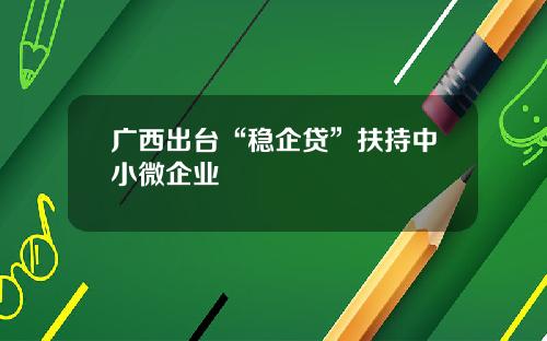 广西出台“稳企贷”扶持中小微企业