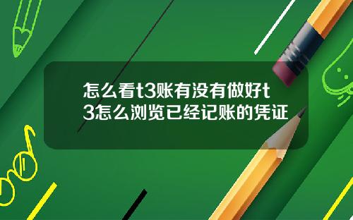 怎么看t3账有没有做好t3怎么浏览已经记账的凭证