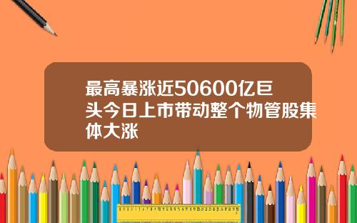 最高暴涨近50600亿巨头今日上市带动整个物管股集体大涨