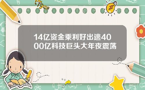 14亿资金乘利好出逃4000亿科技巨头大年夜震荡