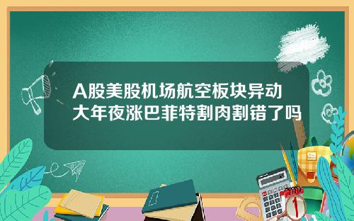 A股美股机场航空板块异动大年夜涨巴菲特割肉割错了吗