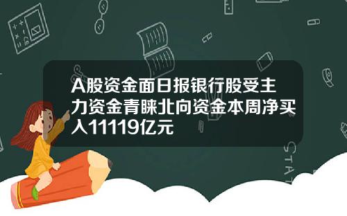 A股资金面日报银行股受主力资金青睐北向资金本周净买入11119亿元