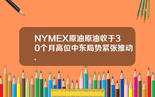 NYMEX原油原油收于30个月高位中东局势紧张推动.