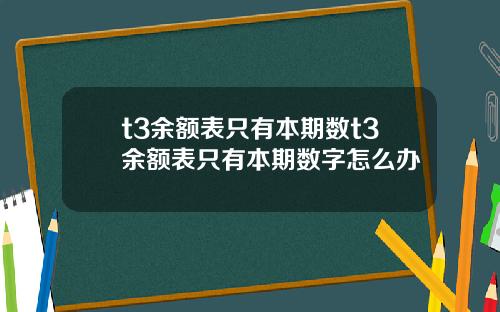 t3余额表只有本期数t3余额表只有本期数字怎么办