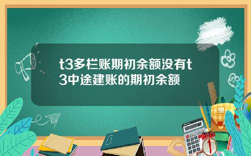 t3多栏账期初余额没有t3中途建账的期初余额