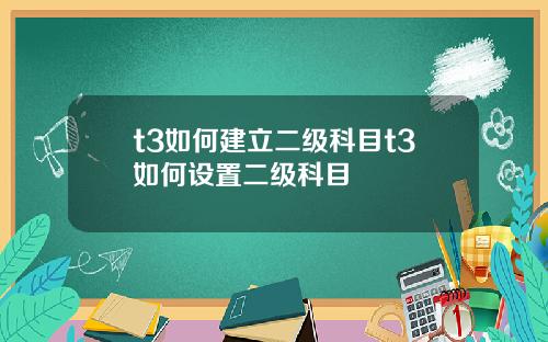 t3如何建立二级科目t3如何设置二级科目