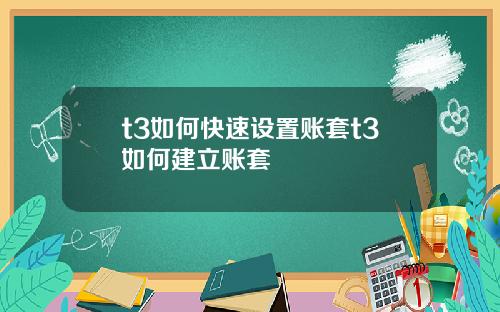 t3如何快速设置账套t3如何建立账套