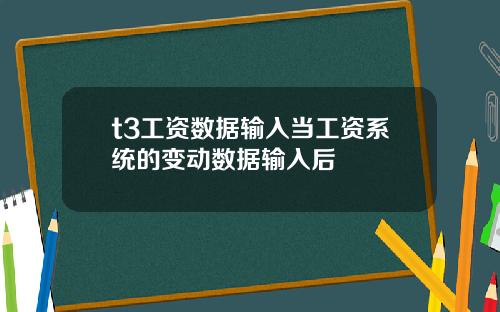 t3工资数据输入当工资系统的变动数据输入后