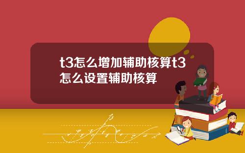 t3怎么增加辅助核算t3怎么设置辅助核算