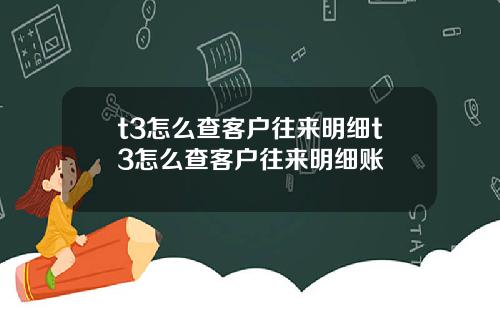 t3怎么查客户往来明细t3怎么查客户往来明细账