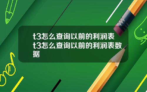 t3怎么查询以前的利润表t3怎么查询以前的利润表数据