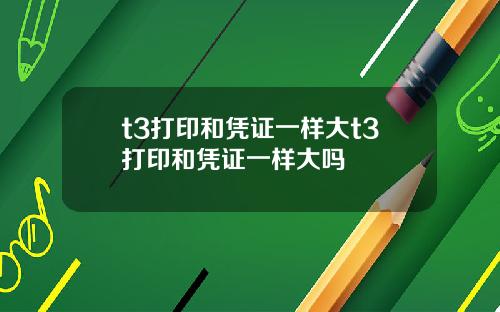 t3打印和凭证一样大t3打印和凭证一样大吗